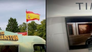 BAM Agency Split image: Left side displays a large Branston Pickle jar on a vehicle with Bring out the Branston text and Spanish flags. Right side showcases Timexs youth marketing with a watch display featuring a motorbike screen. BAM Agency