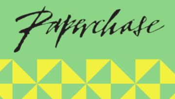 BAM Agency A logo featuring the word Paperchase in black, handwritten-style text on a green background. Below, theres a pattern of yellow triangles arranged into geometric shapes, capturing the dynamic spirit of youth marketing perfectly. BAM Agency