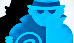 BAM Agency Stylized image of a mysterious figure in shades and a fedora, with a blue gradient. The figure wears a trench coat featuring a prominent @ symbol, embodying student engagement, with its dark silhouette mirrored in the background. BAM Agency