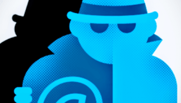 BAM Agency Stylized image of a mysterious figure in shades and a fedora, with a blue gradient. The figure wears a trench coat featuring a prominent @ symbol, embodying student engagement, with its dark silhouette mirrored in the background. BAM Agency