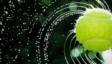 BAM Agency A yellow tennis ball spins swiftly, creating a spiral of water droplets against the dark background, promising to keep the ball rolling even after Uni. BAM Agency