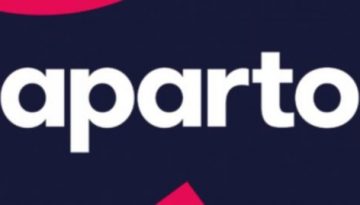 BAM Agency Logo with the word aparto in bold white letters on a dark blue background, surrounded by abstract pink shapes, perfectly capturing the vibrant essence of youth marketing. BAM Agency